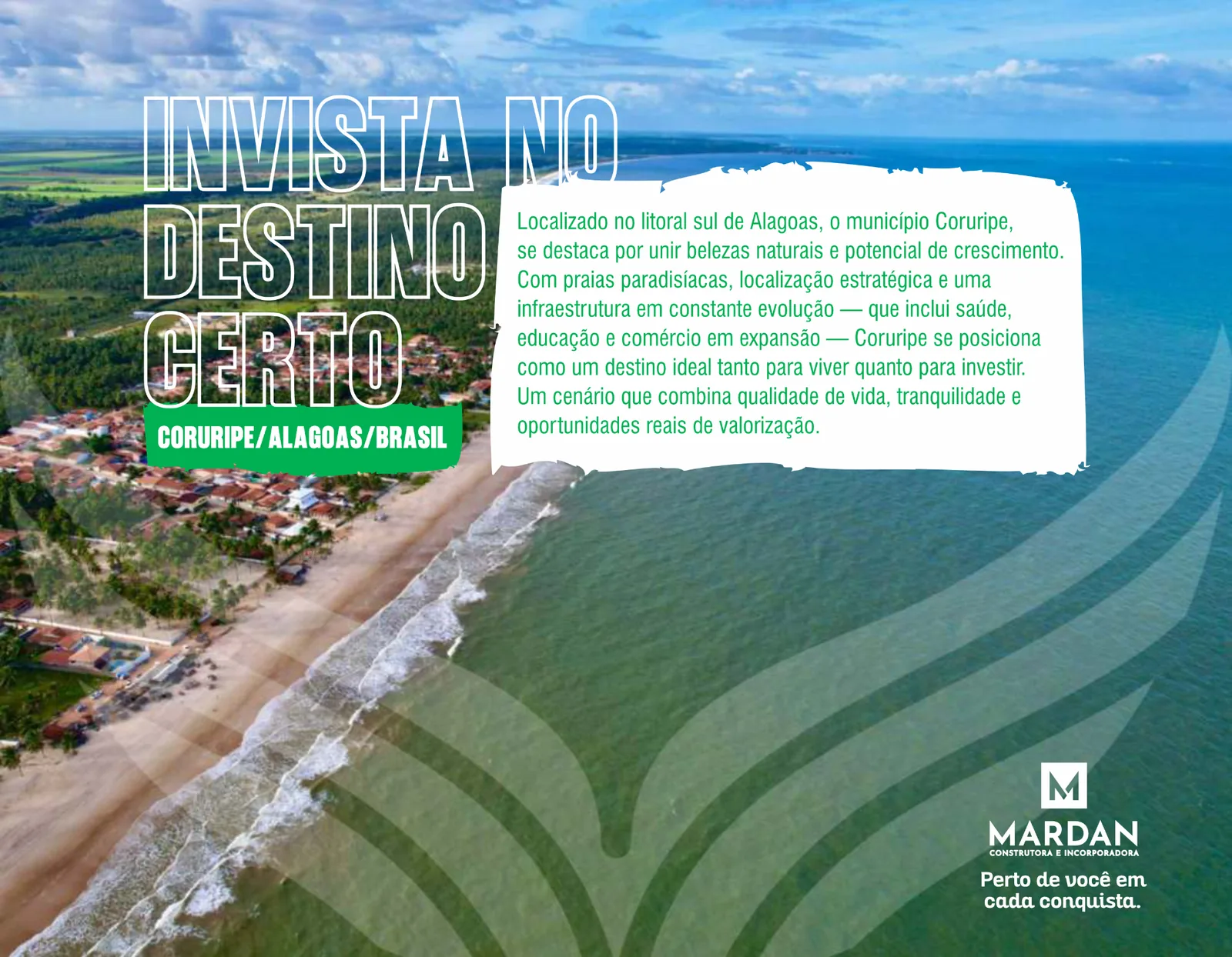 Material comercial sobre Coruripe como destino para morar ou investir