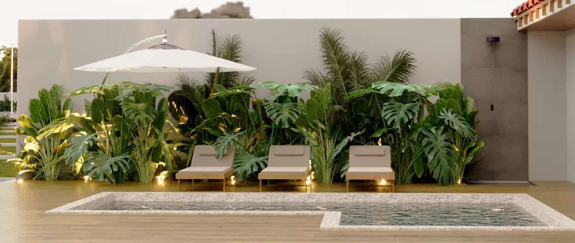 Lounge junto &agrave; piscina