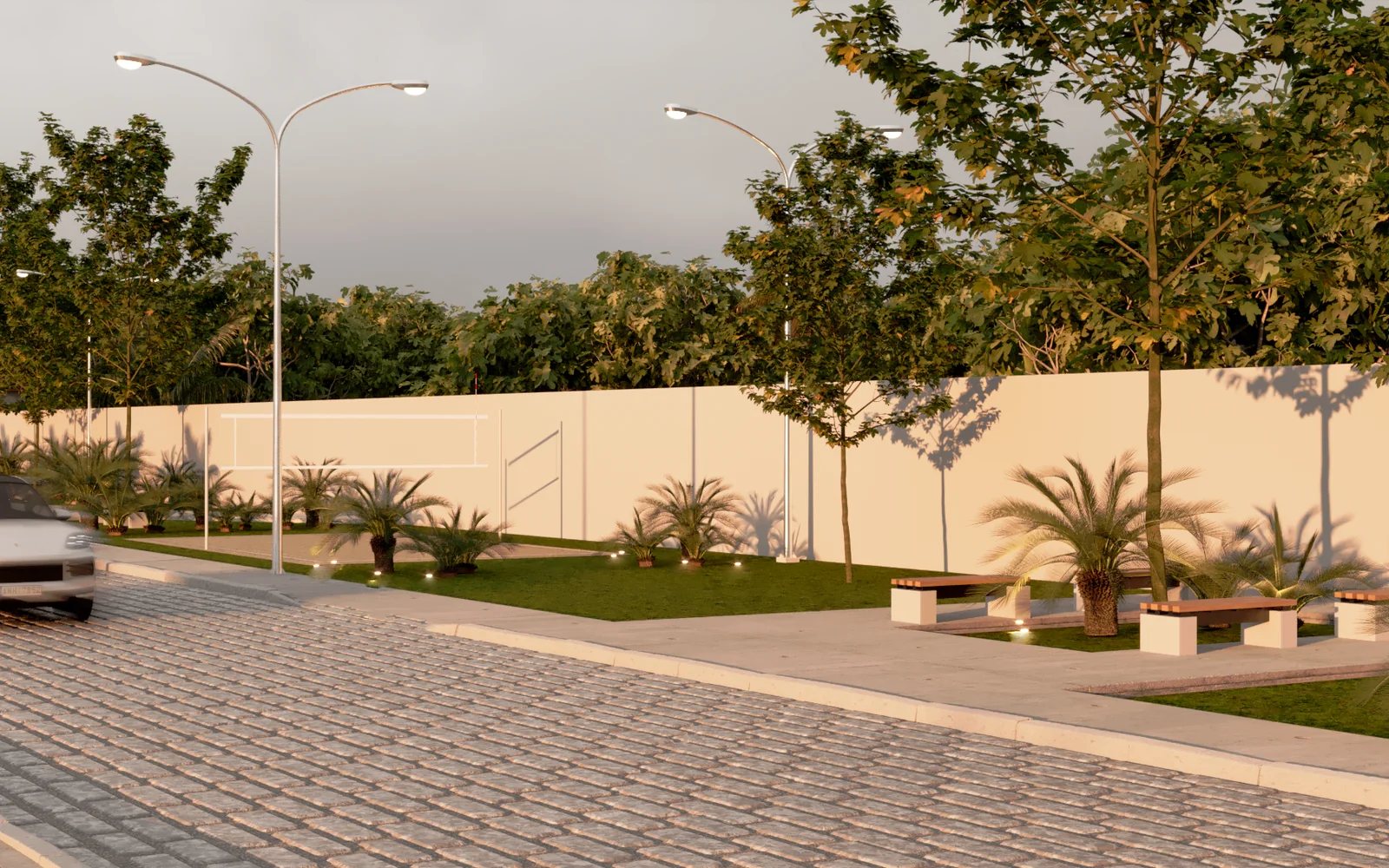 Ruas, paisagismo e espa&ccedil;os de conviv&ecirc;ncia do residencial